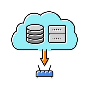Cloud infrastructure data center color icon vector illustration 스톡 일러스트