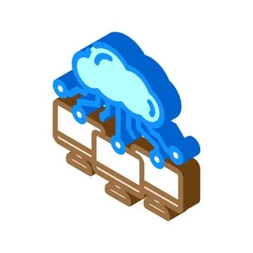 Cloud infrastructure data center isometric icon vector illustration 스톡 일러스트