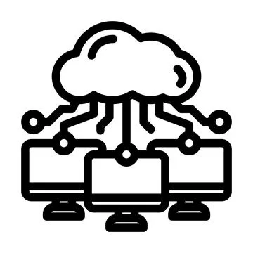 Cloud infrastructure data center line icon vector illustration Stock Illustration