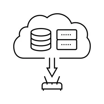 Cloud infrastructure data center line icon vector illustration Stock Illustration
