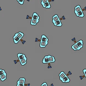 Cloud infrastructure data center vector seamless pattern Stock Illustration