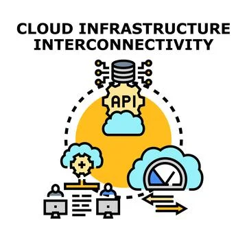 Cloud infrastructure interconnectivity working with digital data 스톡 일러스트
