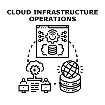 Cloud infrastructure operations managing global network data Illustrazione stock