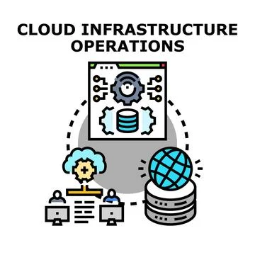 Cloud infrastructure operations managing global network data Stock Illustration