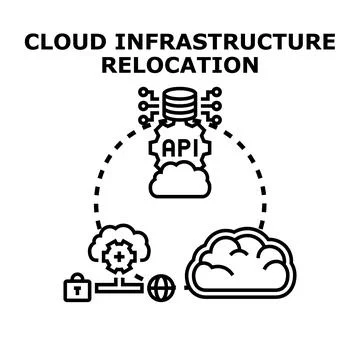 Cloud infrastructure relocating data and computing resources concept Stock Illustration