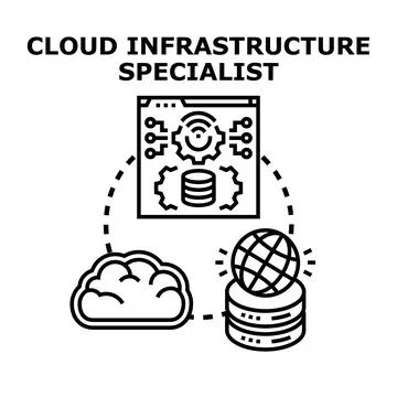 Cloud infrastructure specialist managing global digital data Stock Illustration