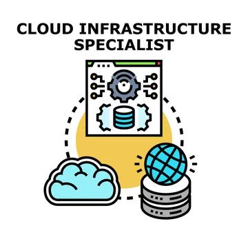 Cloud infrastructure specialist managing global digital data Stock Illustration