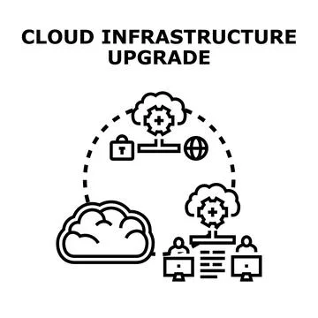 Cloud infrastructure upgrading for digital transformation and modernization Stock Illustration