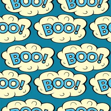 Cloud with inscription boo, vector seamless pattern Illustrazione stock