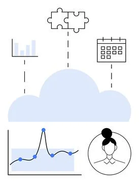 Cloud Integration and Data Analysis Streamlining Workflow with Modern Techn.. Stock Illustration