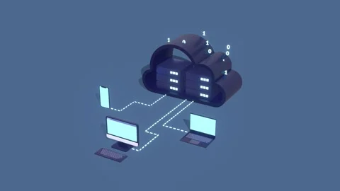 Cloud Integration Animation with Smart Devices and Data Sharing Concept. Stock Footage 313852368