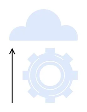 Cloud Integration with Technical Gear and Upward Growth Representation Stock Illustration