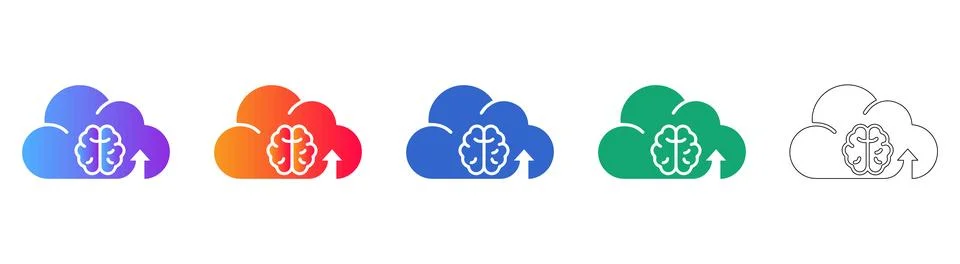 Cloud Intelligence Upload Icon Collection Stock Illustration