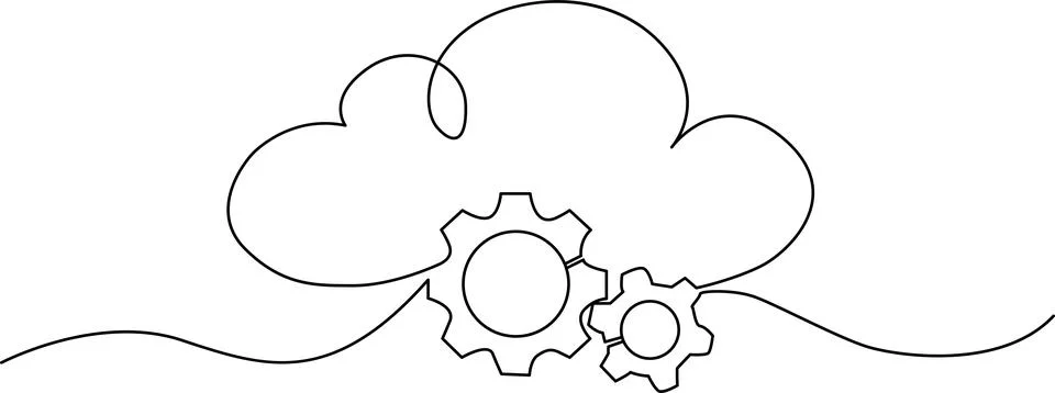Cloud with interconnected gears Vector Stock Illustration