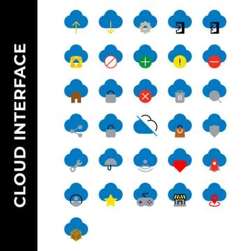 Cloud interface icon set include upload, user interface, computing, internet  Illustrazione stock