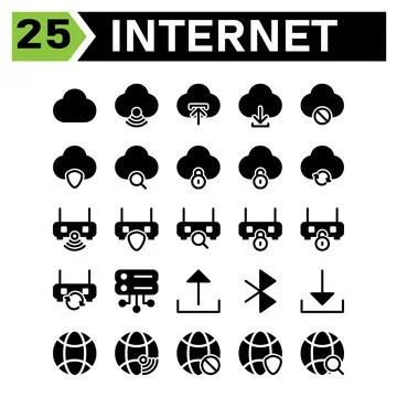 Cloud interface icon set include Cloud, connection, internet, network, web, u Illustrazione stock