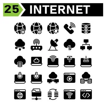 Cloud interface icon set include lock, internet, network, web, security, padl Stock Illustration