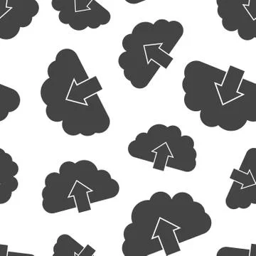 Cloud internet download seamless pattern background. Business flat vector ill Stock Illustration