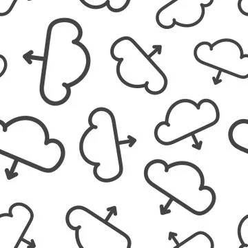 Cloud internet download seamless pattern background. Business flat vector ill 스톡 일러스트
