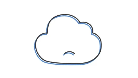 Cloud internet symbol drawn by hand with a pencil in one line. Outline icon. Stock Footage 157149410