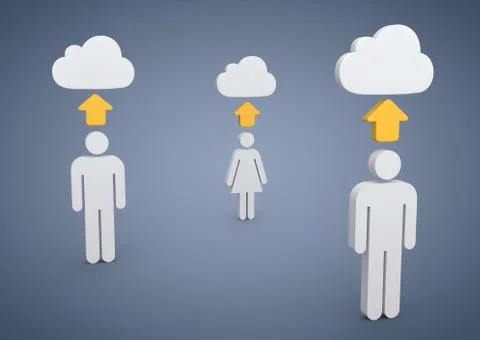 Cloud, internet, symbolic image for cloud computing, 3d illustration Stock Illustration