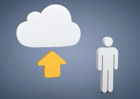 Cloud, internet, symbolic image for cloud computing, 3d illustration Illustrazione stock
