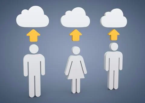 Cloud, internet, symbolic image for cloud computing, 3d illustration Stock Illustration