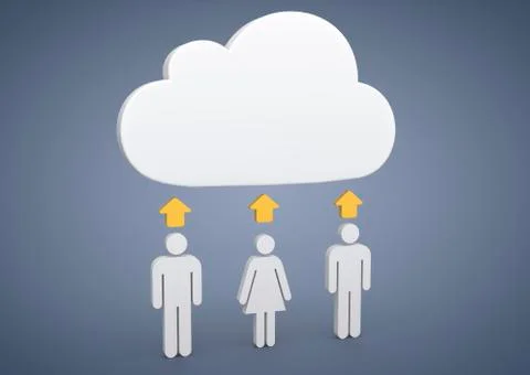 Cloud, internet, symbolic image for cloud computing, 3d illustration Stock Illustration