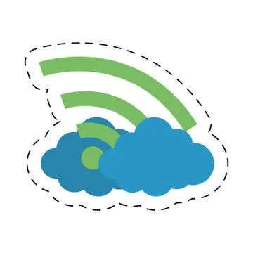 Cloud internet wifi technology cut line Stock Illustration