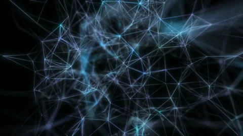 A cloud of interwoven lines and dots with bright neon glitter. Technology Stock Footage 115629893