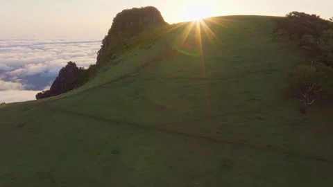 Cloud inversion above Fanal forest in Madeira, Portugal during sunrise. Cloud Stock Footage 332024390