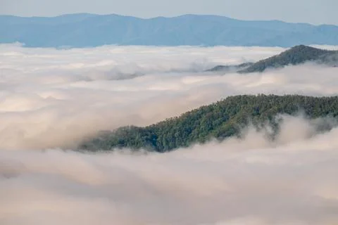 Cloud Inversion Covers The Lower Forests In Great Smoky Mountains Stock Photos