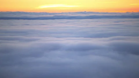 Cloud inversion mist fog in Blue Ridge mountains aerial view sunrise rack focus Stock Footage 169328983