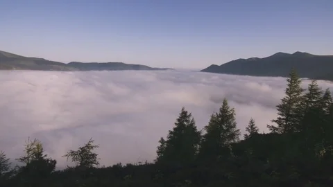 Cloud Inversion over Keswick, The Lake District Stock Footage 76883231