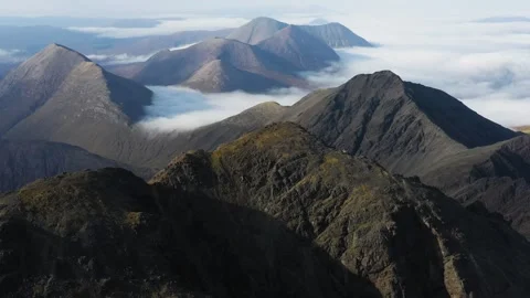 Cloud inversion over the rugged mountains on the Isle of Skye Stock Footage 310209427