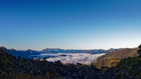 Cloud inversion over the tablelands, Kahurangi National Park, New Zealand. Stock-Fotos