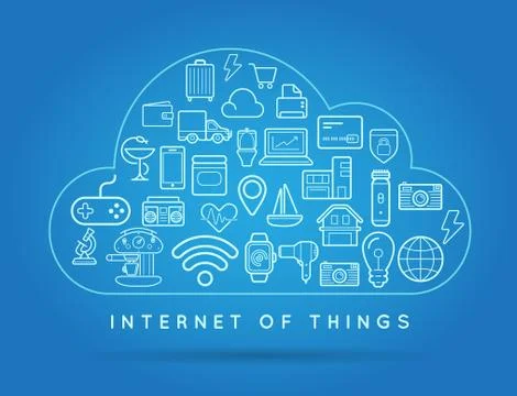 Cloud IOT Internet of Things Smart Home Vector Quality Design with Icons Stock Illustration