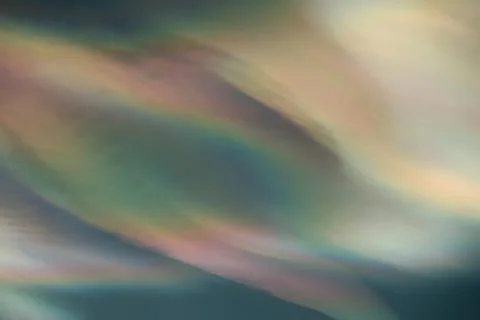 Cloud iridescence : diffraction phenomenon produce colorful clouds. Stock Photos