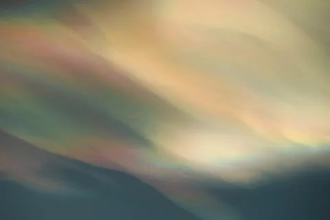 Cloud iridescence : diffraction phenomenon produce colorful clouds. Stock Photos