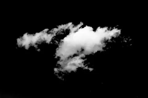 Cloud isolated on black background. White cloudiness, fog, smoke, smog back.. Stock Photos