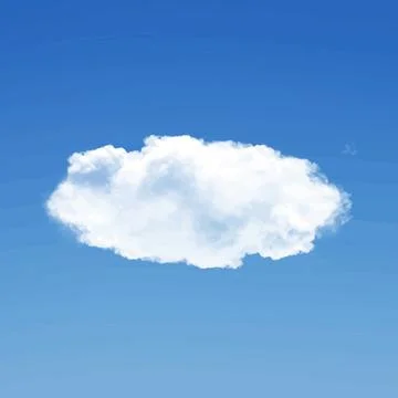 Cloud isolated over blue sky background 3D illustration, single cloud shape.. Ilustração Stock