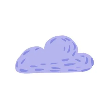 Cloud isolated on white background. Cartoon cute cloud purple color in doodle Illustrazione stock