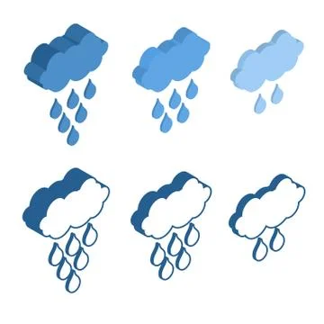 Cloud Isometric icon for Meteo applications. Weather rain. Stock Illustration