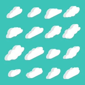 Cloud isometric icon. Sky clouds set. Cloud set. vector Illustrazione stock