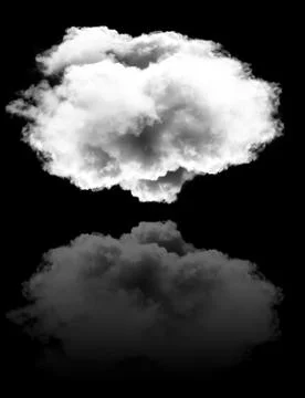 Cloud with its reflection isolated over black background 스톡 일러스트