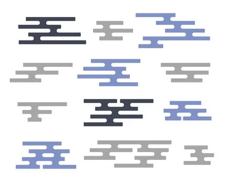 Cloud japanese vector minimal icon set. Japan traditional geometric flat icon Stock Illustration