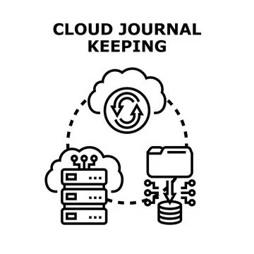 Cloud journal keeping data synchronization process イラスト素材