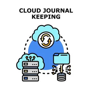 Cloud journal keeping data synchronization process 库存插图
