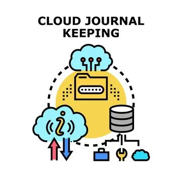 Cloud journal keeping digital process concept vector 스톡 일러스트