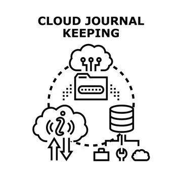 Cloud journal keeping digital process concept vector 库存插图